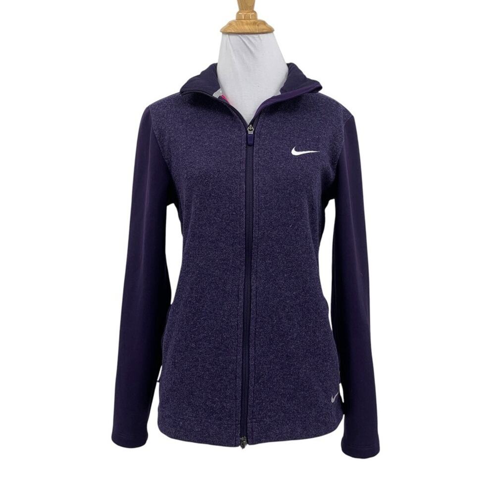 Nike Golf Jacket Womens S Small Purple Fleece Lined Wind Resistance Full Zip